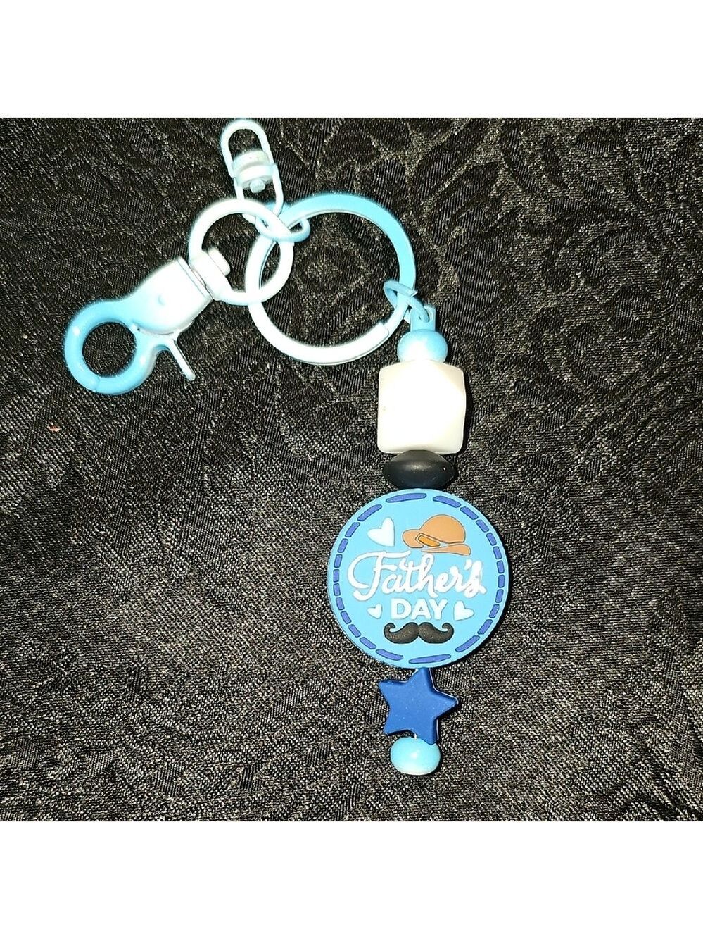 Father's Day Blue Beaded Handmade Keychain